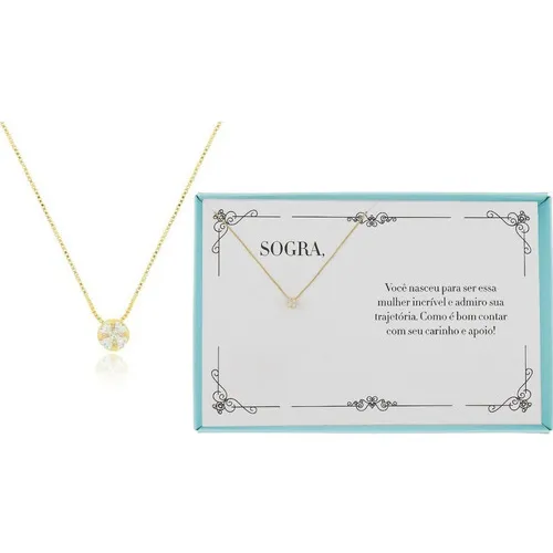 Colar Feminino Ouro 18k Folheado Sogra Presente Natal Cor Colar Pedra Foto 1