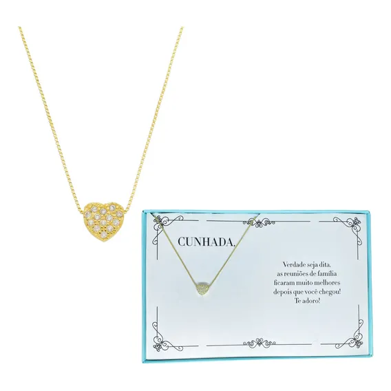 Colar Feminino Ouro18k Folheado Cunhada Presente Aniversário Foto 1