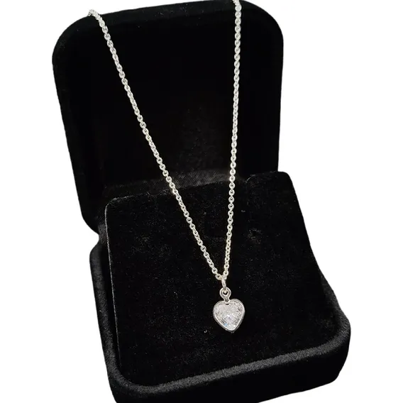 Colar Feminino Ponto De Luz Brilhante 100% Prata 925 Pura Cor Prateado Foto 1