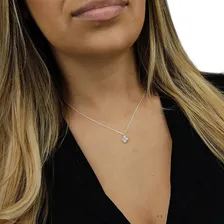 Colar Feminino Ponto De Luz Brilhante 100% Prata 925 Pura Cor Prateado Foto mini  3