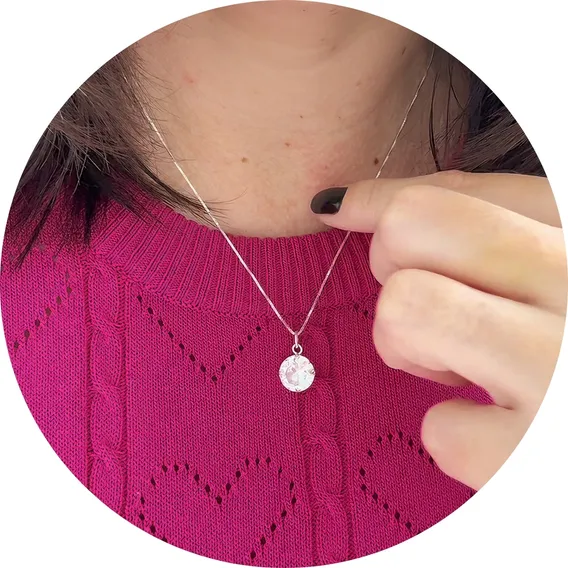 Colar Feminino Ponto De Luz Prata 925 + Caixinha Foto 1