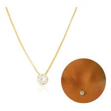 Colar Feminino Ponto De Luz Zircônia Folheado A Ouro18k Cor Dourado Foto  mini 1