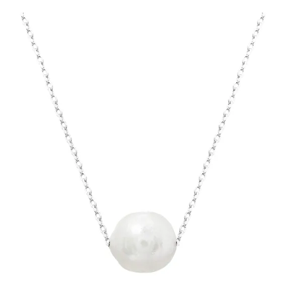 Colar Feminino Prata 925 Pingente De Pérola Cor Prateado Foto 1