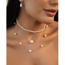 Colar Feminino Prata 925 Pingente De Pérola Cor Prateado Foto mini 3