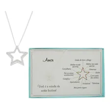 Colar Feminino Prata 925 Presente Amor Aniversário Natal Cor Colar Cristal Foto mini 1