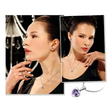 Colar Feminino Prata Folheado Ametista Pedra Roxa + Brincos Cor Prateado Foto mini 3