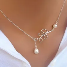 Colar Feminino Prata Prateada Flor Pérolas Esposa Bodas C557 Cor Prateado Foto mini 4
