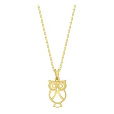 Colar Feminino Profissão Professora Coruja Folheado Ouro 18 Cor Dourado Foto  mini 1
