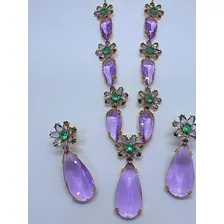 Colar Festa Madrinha Pedraria Lavanda Brcmaxi Semijoia Luxo! Foto mini 3