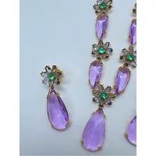 Colar Festa Madrinha Pedraria Lavanda Brcmaxi Semijoia Luxo! Foto mini 4