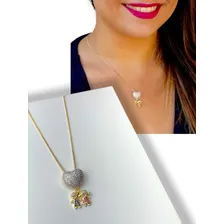 Colar Filhos Coração Casal Folheado A Ouro 18k Antialérgico Foto mini  2