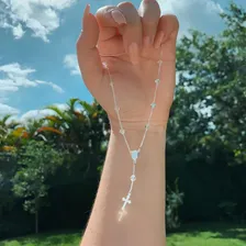 Colar Gargantilha Prata 925 Meio Ter莽o Zirc么nia Foto mini 2