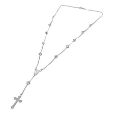Colar Gargantilha Prata 925 Meio Ter莽o Zirc么nia Foto mini 1