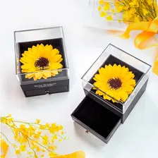 Colar Girassol Flor Eterna Caixa Presente Namorada Mulher Cor Dourado Foto mini  3