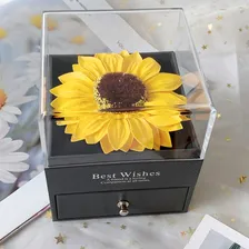 Colar Girassol Flor Eterna Caixa Presente Namorada Mulher Cor Dourado Foto mini 4