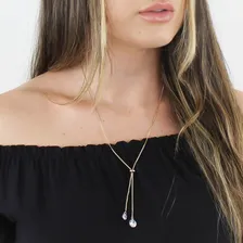Colar Gravata Com Duas Zirc么nias Presente Fashion Banhado Foto mini 3