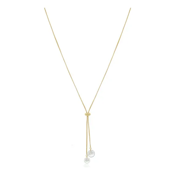 Colar Gravata Com Duas Zirc么nias Presente Fashion Banhado Foto 1