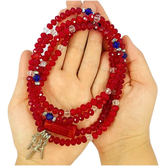 Colar Guia Cristais Orixá Ogum Vermelho Foto 1