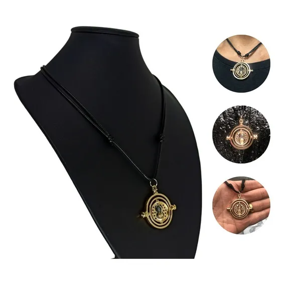 Colar Harry Potter Vira Tempo Hermione Ampulheta Girat贸ria Cor Dourado-escuro Foto 1