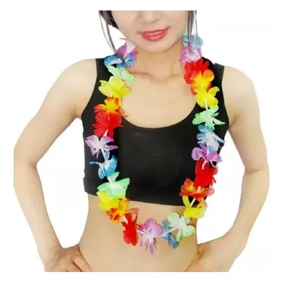 Colar Havaiano Colorido Festas Fantasia Carnaval Kit 12 Unid Foto 1