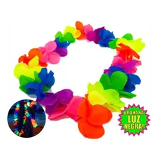 Colar Havaiano Neon Festa Neon Brilha Na Luz Negra 24 Unid Foto mini  2