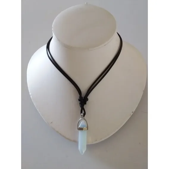 Colar Hippie Pedra Da Lua Natural Cor Azul-celeste Foto 1