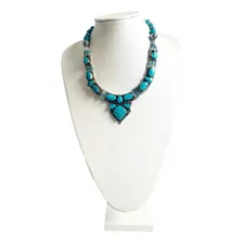 Colar Indiano Tibetano Pedra Turquesa Cor Azul Foto mini 1
