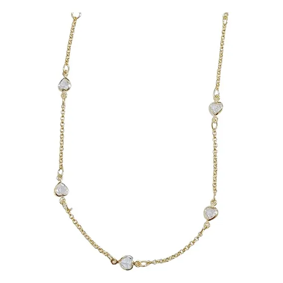 Colar Infantil Pedra Zirconia Coração Folheado A Ouro 18k Cor Dourado Foto 1