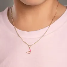 Colar Infantil Rommanel Folheado A Ouro 18k Borboleta Rosa Foto mini  2