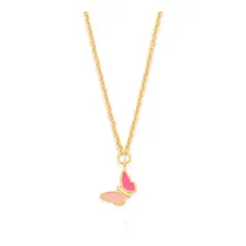 Colar Infantil Rommanel Folheado A Ouro 18k Borboleta Rosa Foto  mini 1