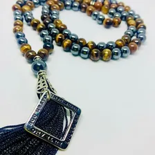 Colar Japamala Olho D Tigre 108 Pedra Hoponopono Mantra Grab Foto mini  3