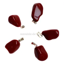 Colar Jaspe Vermelho Cristal Folheado A Prata Pedra Natural Foto mini  2