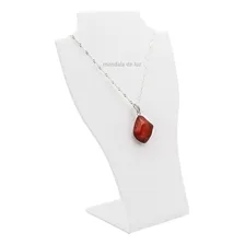 Colar Jaspe Vermelho Cristal Folheado A Prata Pedra Natural Foto  mini 1