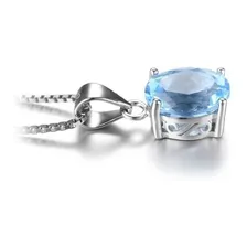 Colar Joia Feminino Elegante Topázio Azul Natural Prata 925 Cor Prateado Foto mini 2