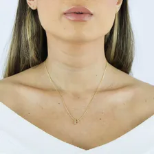 Colar Letra Inicial Lisa Nome Quadrada Semi Joia Banhado 18k Cor P Foto mini 4