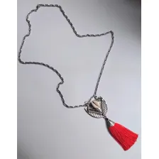 Colar Longo Búzios Branco Natural Tassel Cor Vermelho Foto  mini 1