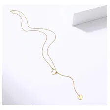 Colar Longo Dourado Corações Aço Inoxidável Não Escurece N.f Foto mini 4