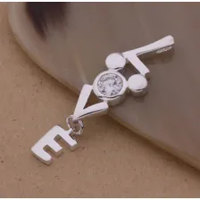 Colar Love Pedra Cristal Banhado Prata Presente Namorada Cor Prateado Foto mini 3