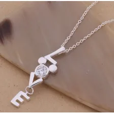 Colar Love Pedra Cristal Banhado Prata Presente Namorada Cor Prateado Foto mini 2