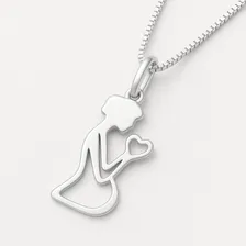 Colar Mãe Corrente Pingente Gestante Prata 925 Cor Colar Presente Dia Das Mães Prata 925 Foto mini  2