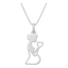 Colar Mãe Corrente Pingente Gestante Prata 925 Cor Colar Presente Dia Das Mães Prata 925 Foto  mini 1