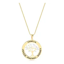 Colar Mandala Árvore Da Vida Personalizada Com Nomes Banhada Cor Dourado Foto mini 1