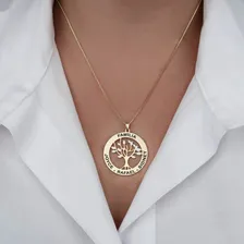 Colar Mandala Árvore Da Vida Personalizada Com Nomes Banhada Cor Dourado Foto mini 2