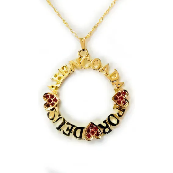 Colar Mandala Religioso Deus Folheado A Ouro 18k Foto 1