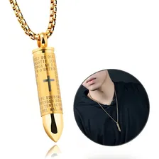 Colar Masculino Bala 38 Cápsula Rosca Prata Preto Dourado Foto mini  2