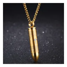 Colar Masculino Bala 38 Cápsula Rosca Prata Preto Dourado Foto mini  3