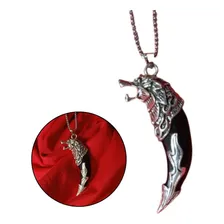 Colar Masculino Dente De Lobo Aço Inox Design Tribal Cor Preto Foto  mini 1