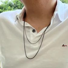 Colar Masculino Duplo Correntes Diamantadas Foto mini 3