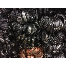 Colar Masculino /fem. E Pulseira De Couro 50 Peças Atacado Cor Preto Foto mini 3