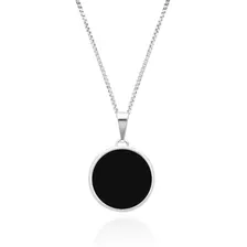 Colar Masculino Feminino C/ Pingente Ônix Em Prata 925 Foto mini 1